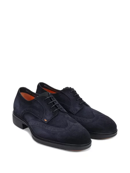 Pantofi derby Santoni din piele albastru
