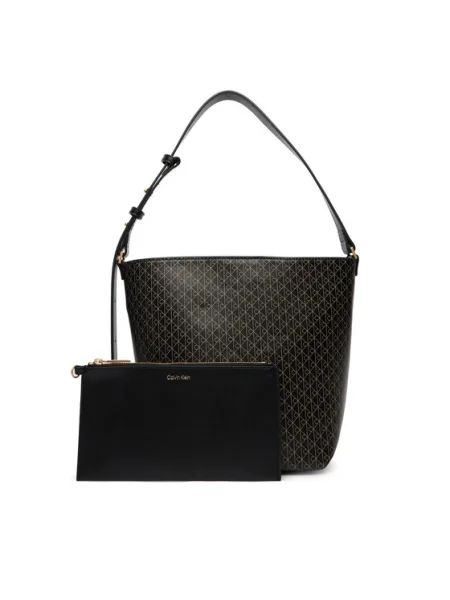 Calvin Klein Táska Emblem Aop Medium Bucket fekete