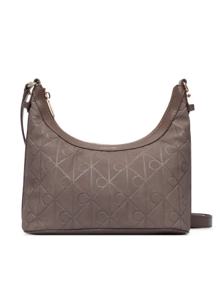 Geantă Calvin Klein Emblem Aop Sueded Shoulder Bag Bej maro