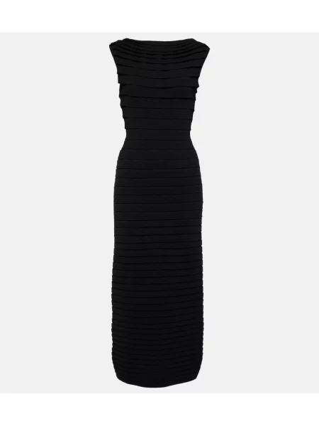 Rochie midi Alaïa cu dungi până la genunchi de costum negru