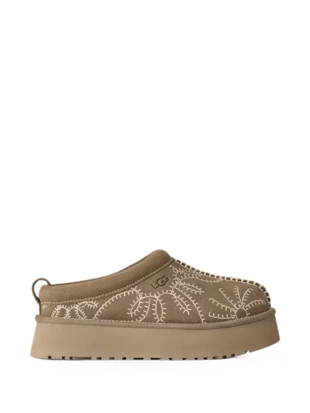 Papuci tip mules Ugg cu broderie cu platformă maro