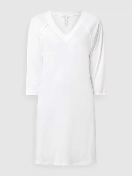 Koszula nocna z dekoltem w łódkę i rękawami o dł. Hanro biała