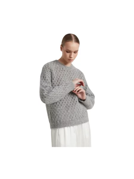 Sweter Peserico wełniany z siateczki szary