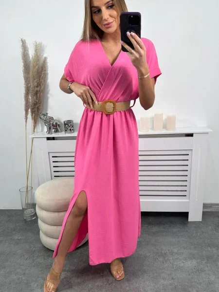 Rochie maxi Kesi lungă de costum roz