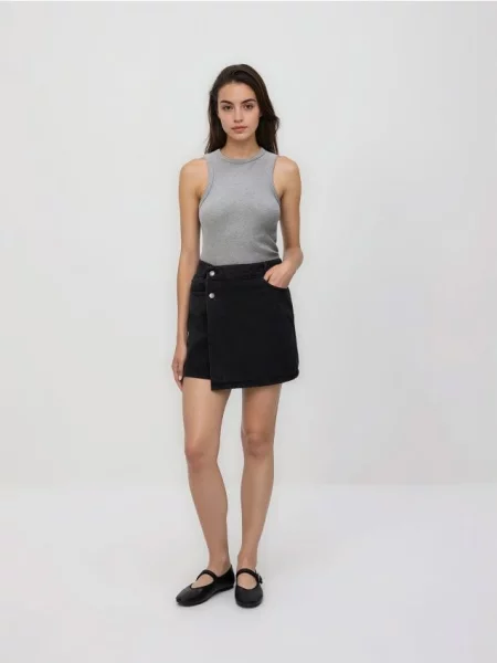 Reserved Fustă tip tenis din denim gri