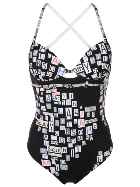 Costum de baie Amir Slama cu imagine negru