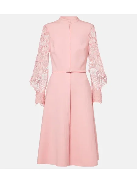 Rochie midi Oscar De La Renta de lână până la genunchi de costum roz