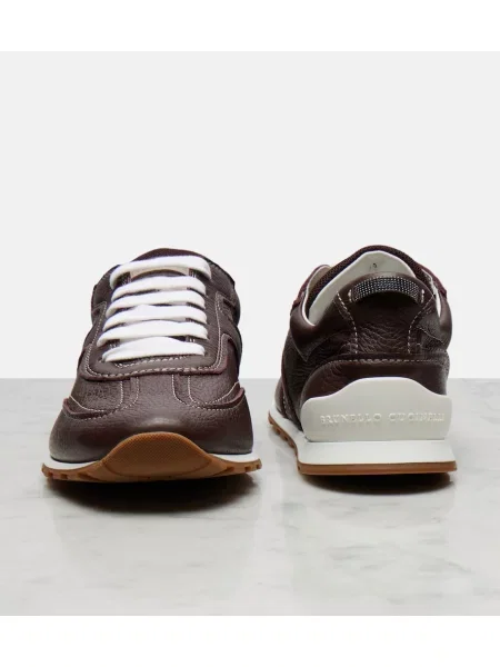 Sneakerși Brunello Cucinelli din piele bordo
