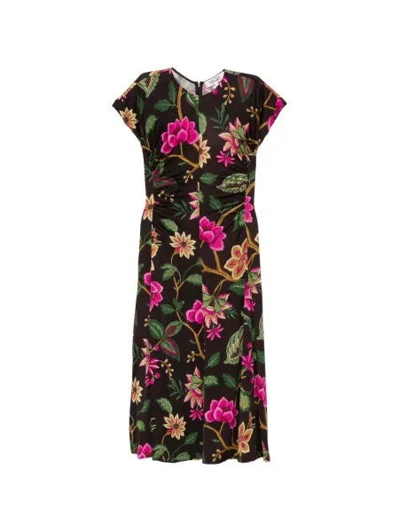 Rochie Dvf Diane Von Furstenberg cu model floral cu imagine maro