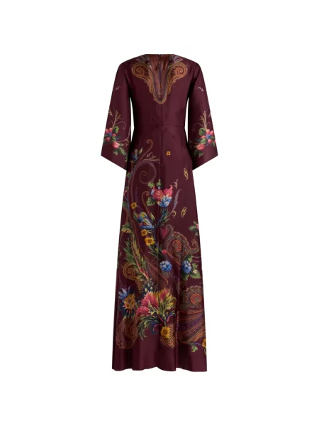Rochie Etro de mătase cu model floral cu imagine roșu