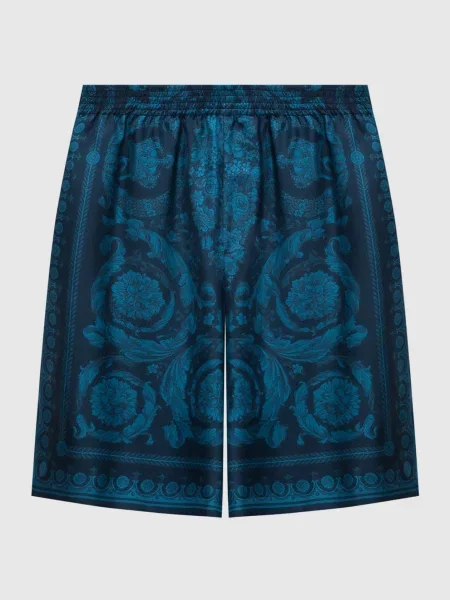 Шорти із шовку в принт Versace сині