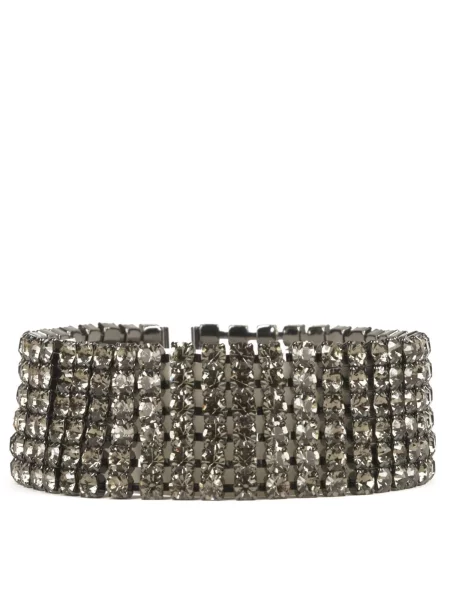 Zapestnica Asteria bracciale placcato argento brunito con fili di strass antracit