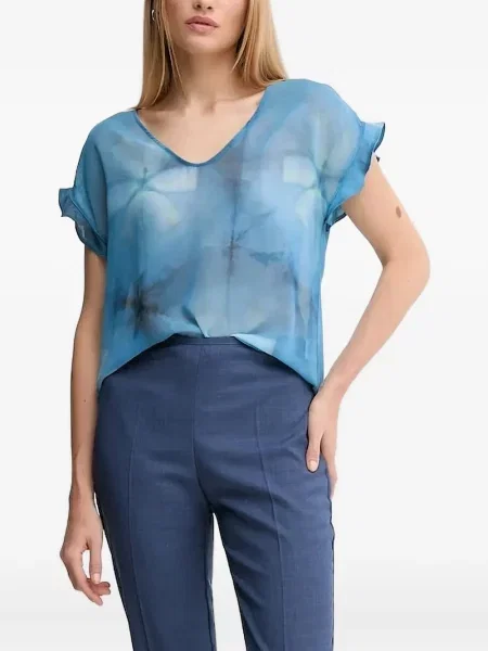 Bluză Sandro Ferrone cu imagine cu imprimeu abstract albastru