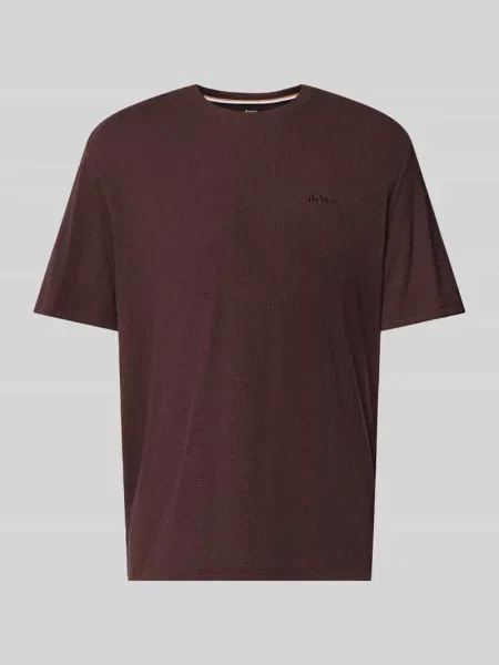 T-shirt o kroju regular fit z mieszanka bawełny model WAFFLE' Boss brązowa