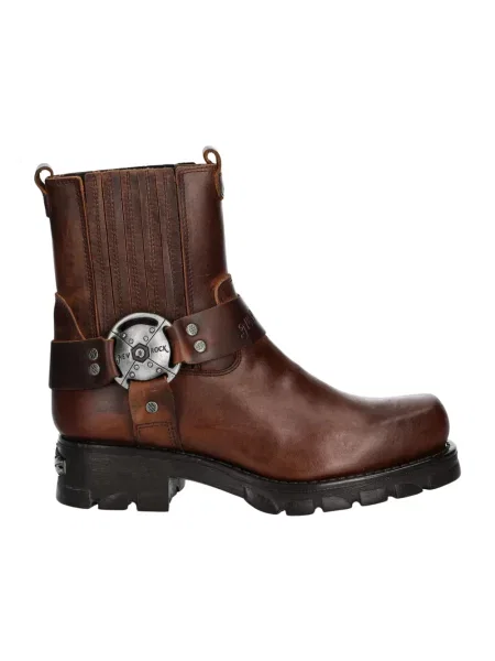 New Rock sztyblety skórzane Alaska Cuero Motorcycle Marron na platformie brązowy