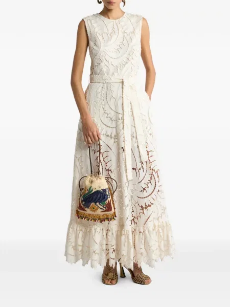 Rochie maxi Etro cu broderie din dantelă alb