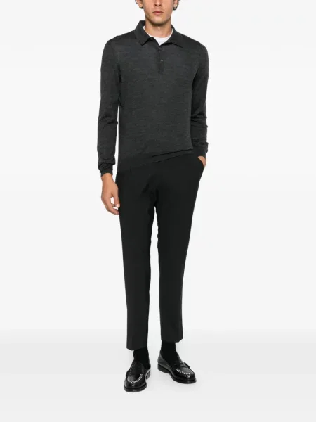 Lung tricou polo Tagliatore gri