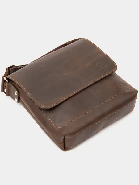 Кожаная сумка через плечо Grande Pelle коричневая