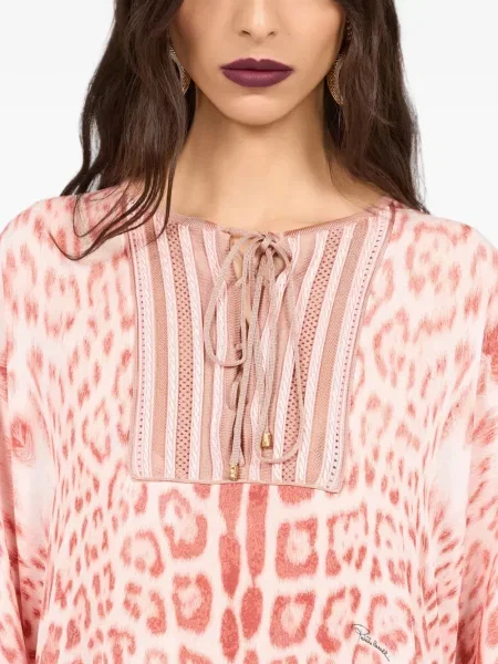 Top Roberto Cavalli cu imagine cu model leopard roz