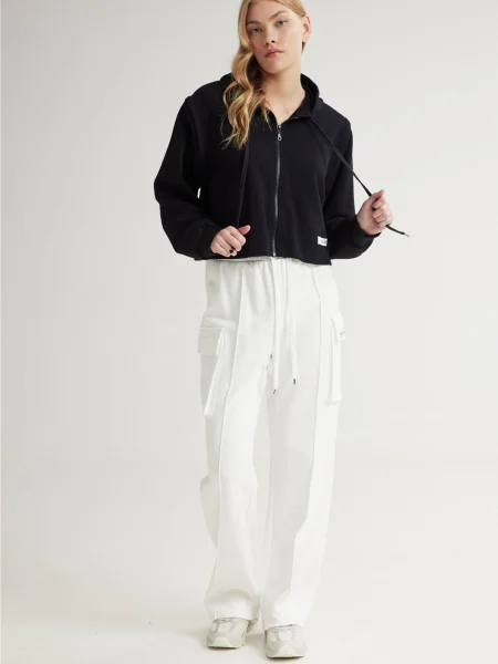 Pantaloni cu Flow ecru