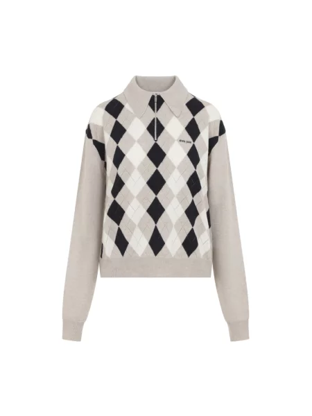 Koszulka polo Miu Miu z wzorem argyle