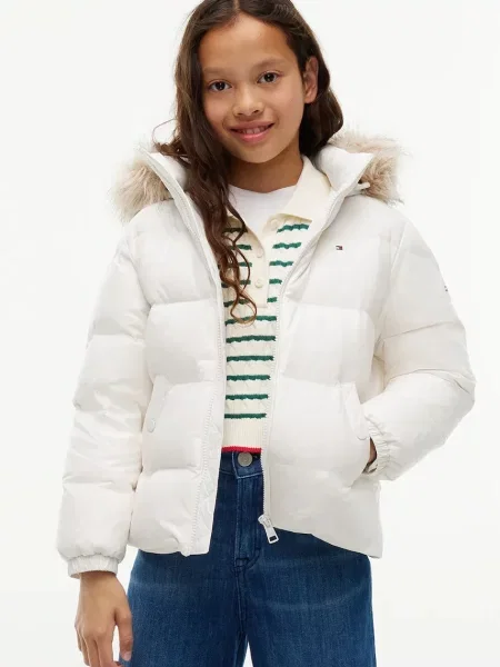 Tommy Hilfiger geacă cu puf pentru copii alb