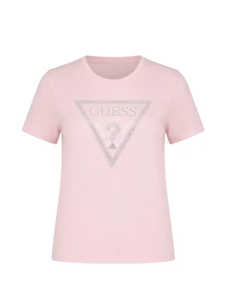 Tricou Guess cu autograf roz