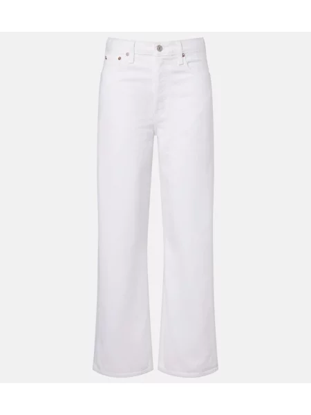 Blugi largi Agolde alb