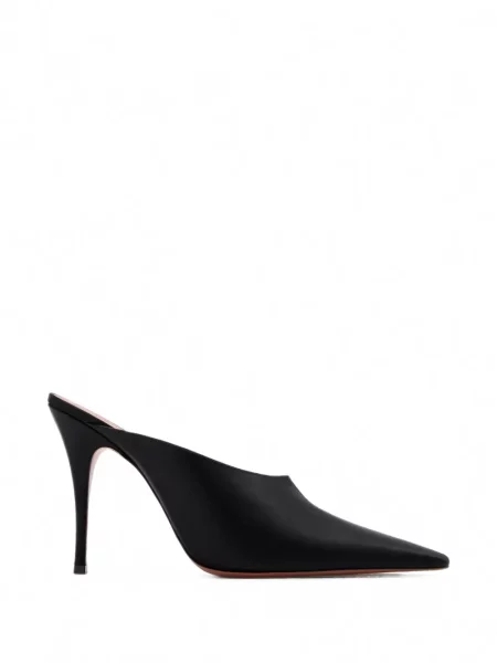 Papuci tip mules Amina Muaddi din satin negru