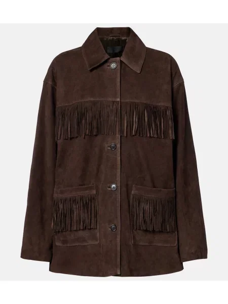 Geacă Nili Lotan cu franjuri din piele de căprioară maro