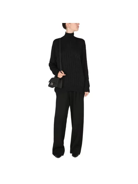 Lniany sweter z golfem Balenciaga czarny