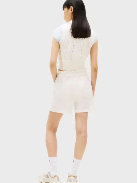 Лляні джинсові шорти Tommy Jeans білі