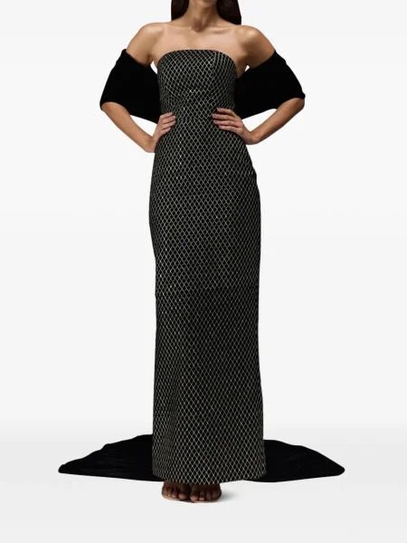 Rochie maxi Tha Seen de catifea de costum negru