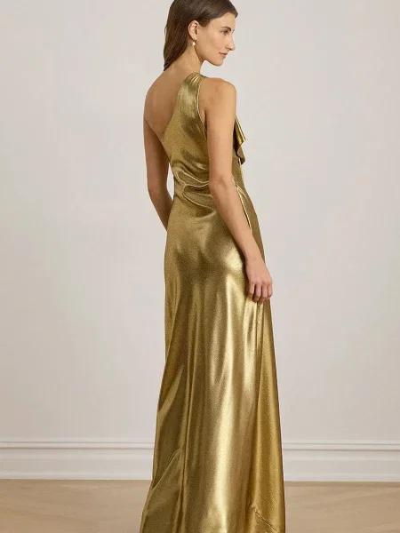 Lauren Ralph Lauren sukienka maxi prosta złoty