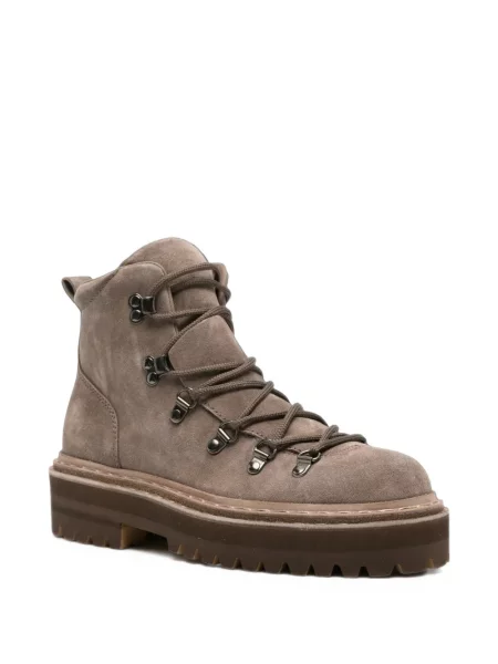 Botine Officine Creative cu șireturi din dantelă maro