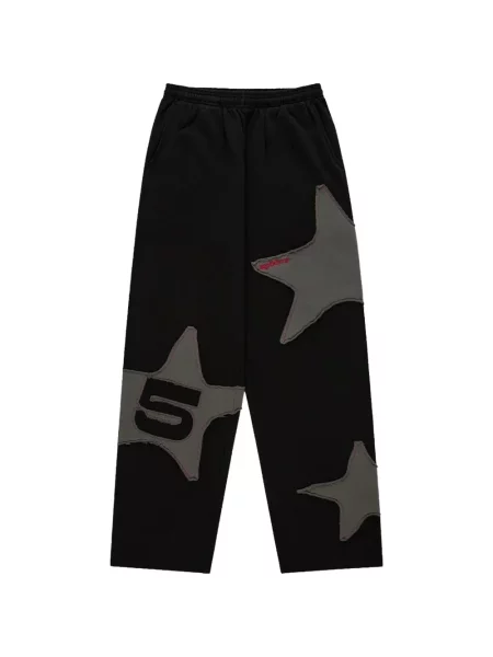 Pantaloni Sp5der alergare cu picior lat negru