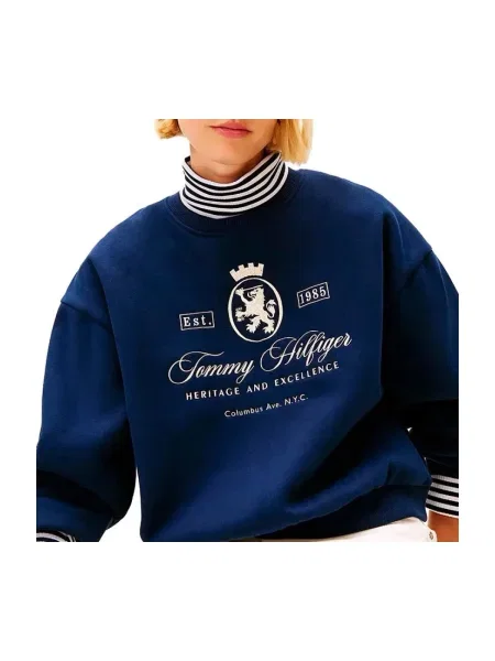 Hanorac din fleece Tommy Hilfiger din fleece albastru