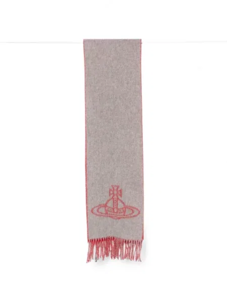 Fular Vivienne Westwood cu franjuri gri