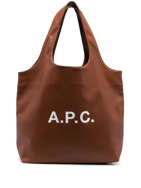 Torebka A.p.c. z nadrukiem brązowa