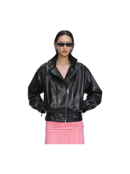 Kurtka skórzana Self-portrait czarna