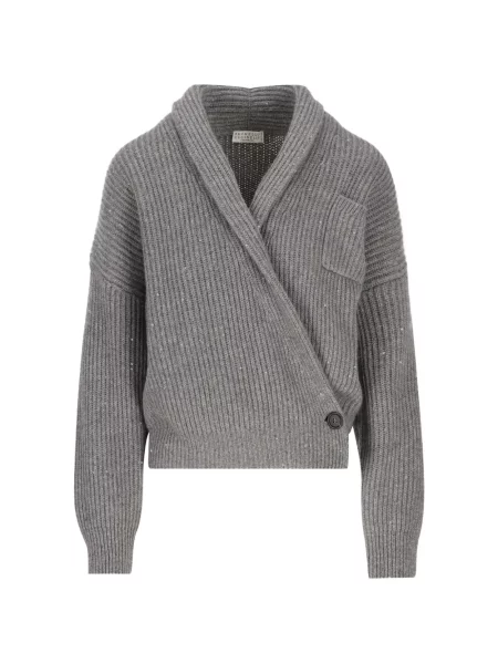 Pulover Brunello Cucinelli cu paiete plic gri