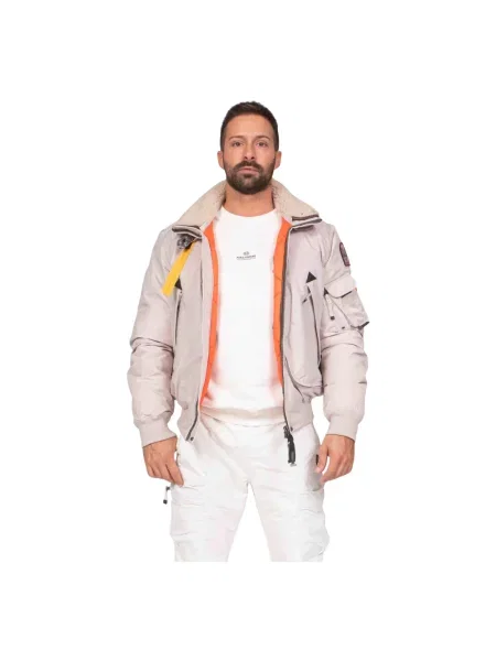 Kurtka skórzana Parajumpers z kapturem beżowa