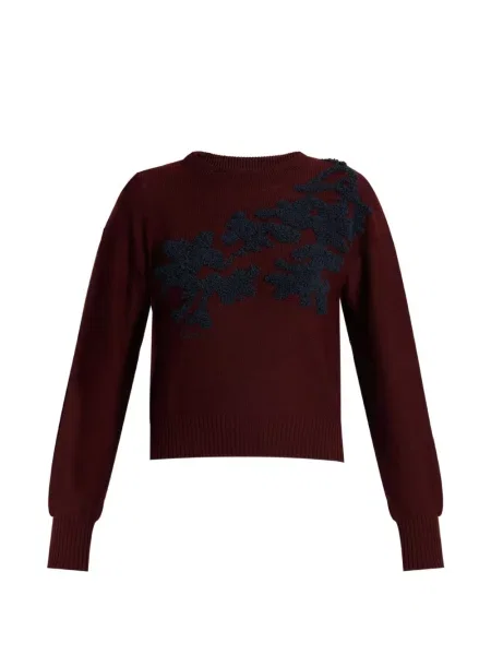 Pulover Erdem de lână cu model floral roșu