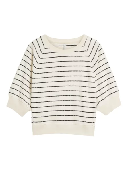 Bluza Summum Woman w paski z dżerseju beżowa