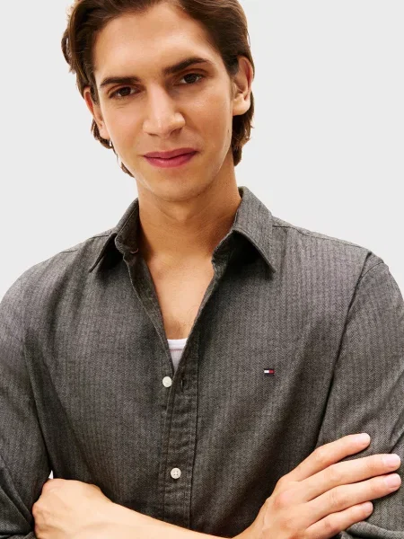 Рубашка Tommy Hilfiger в елочку серая