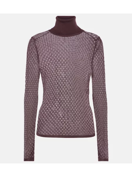 Top Chloé din dantelă bordo