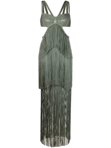Kostiumas maxi suknele Hervé Léger su kutais pakopinis žalia