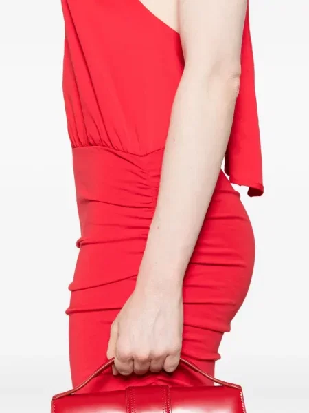 Rochie maxi Rowen Rose cu decolteu în V de costum roșu