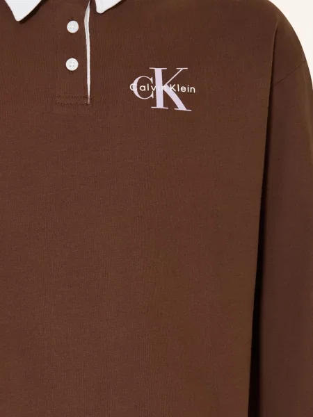 Calvin Klein Koszulka Polo Z Dżerseju braun brązowa