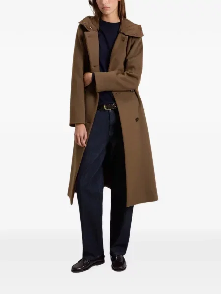 Двуредно палто Woolrich с качулка кафяво